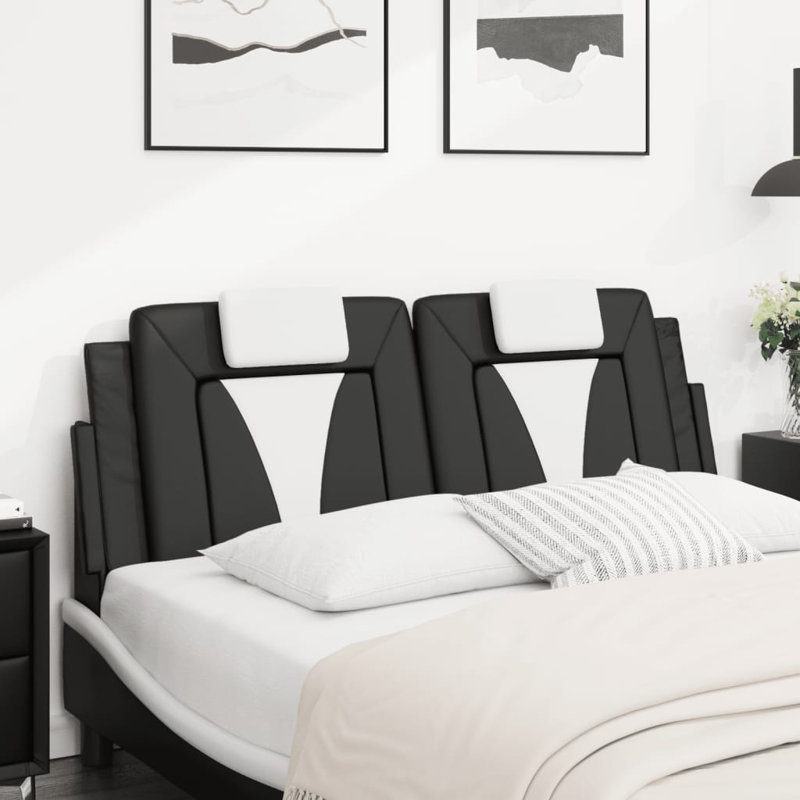 Coussin de tête de lit vidaXL noir et blanc de 152 cm Viana, Grand, Noir et blanc