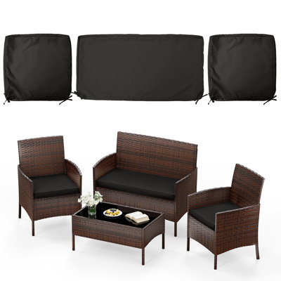 3-Piece Outdoor Cushion Covers Set(1 Big Cover+2 Small Covers), Covers Only