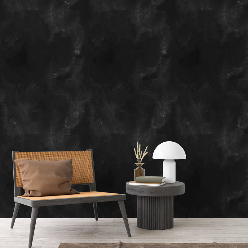 Black Concrete Venetian Plaster Wallpaper