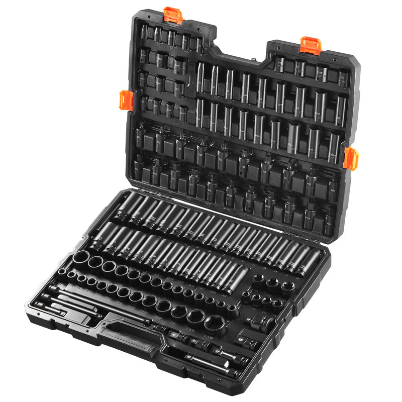 Impact Sockets Set 130PCS 6-Point 3/8" & 1.3 cm Drive Bit Ratchet Tool Kit