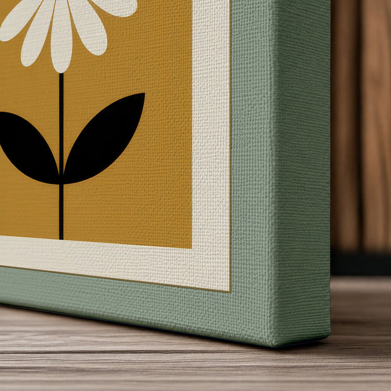 Three Daisies Ascending Retro - Wrapped Canvas, 18x12 - 45.7 x 30.5 cm, Sage Border