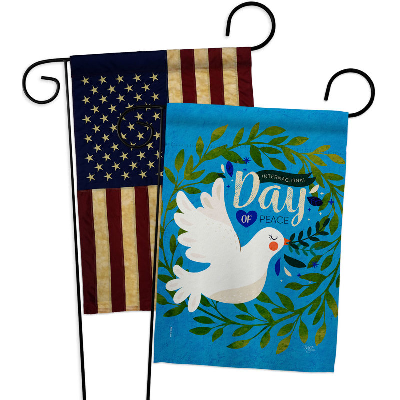 Drapeau de jardin en polyester à 2 côtés Peace Day