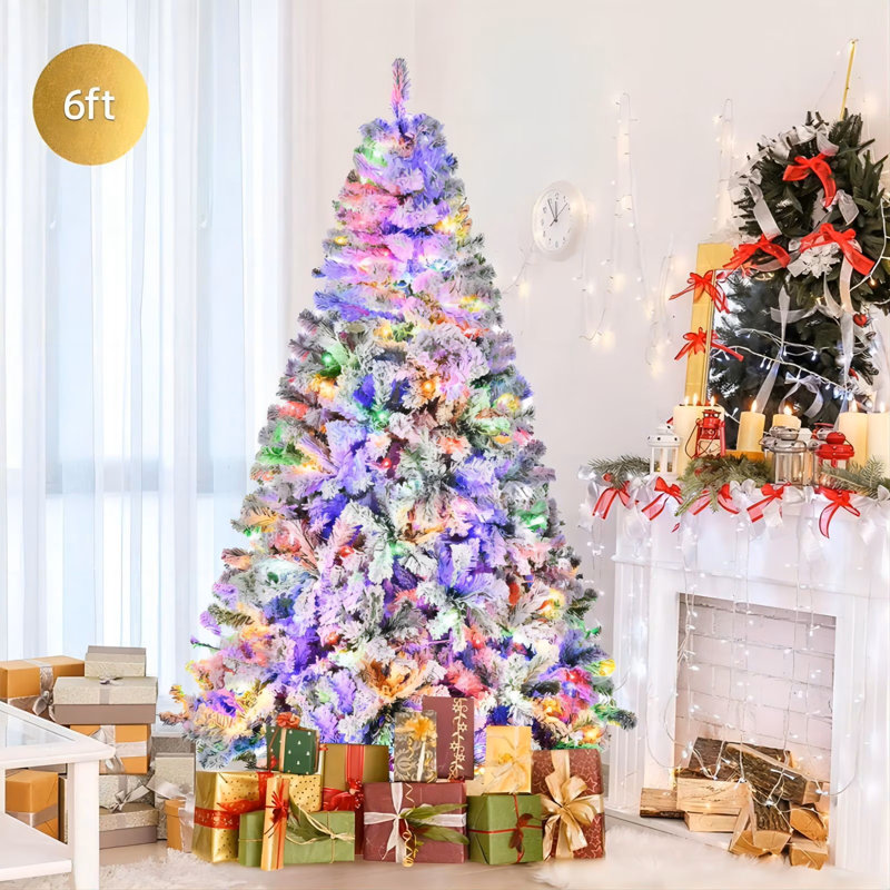 Arbre de Noël 6 pi avec 9 modes de lumières et un pied en métal