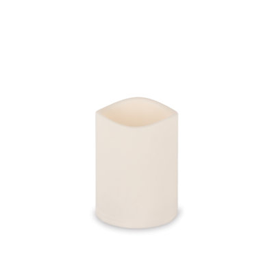 Set Of 2 Bisque Resin Indoor/Outdoor Resin LED Pillar Candles – 6-Inch Bisque Flameless Candles With Soft Glow Flicker And 5-Hour Timer