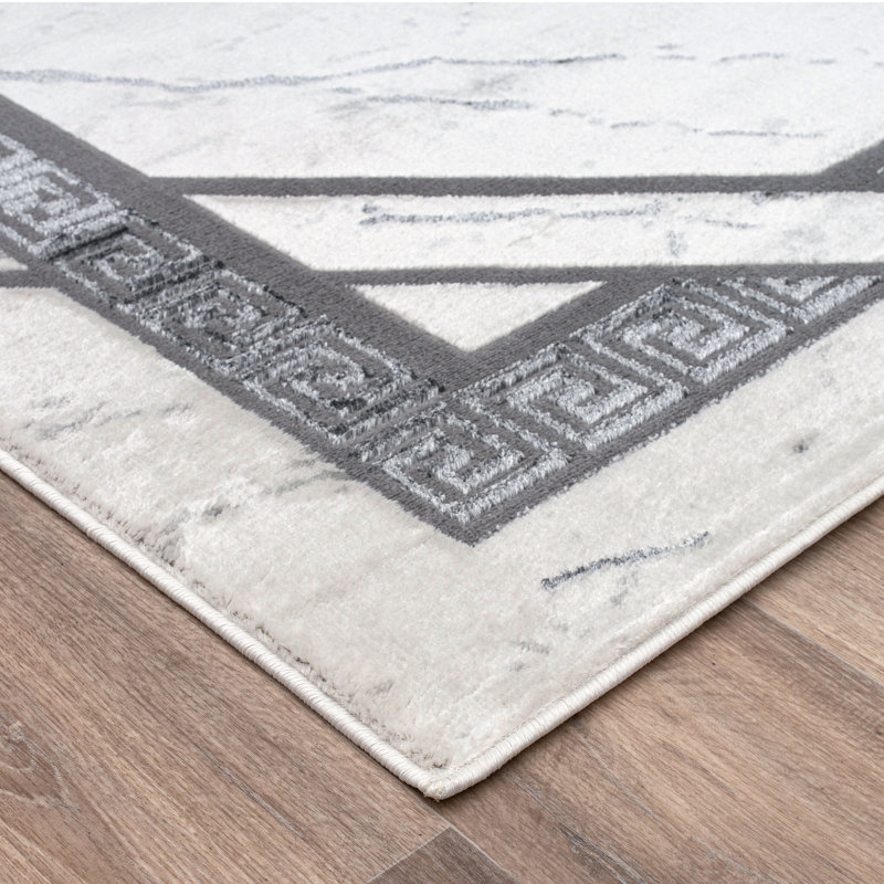 Monaco Series Abrstract Black/Gray/Ivory/Beige Area Rug, Rectangle 5'3" x 7'3"