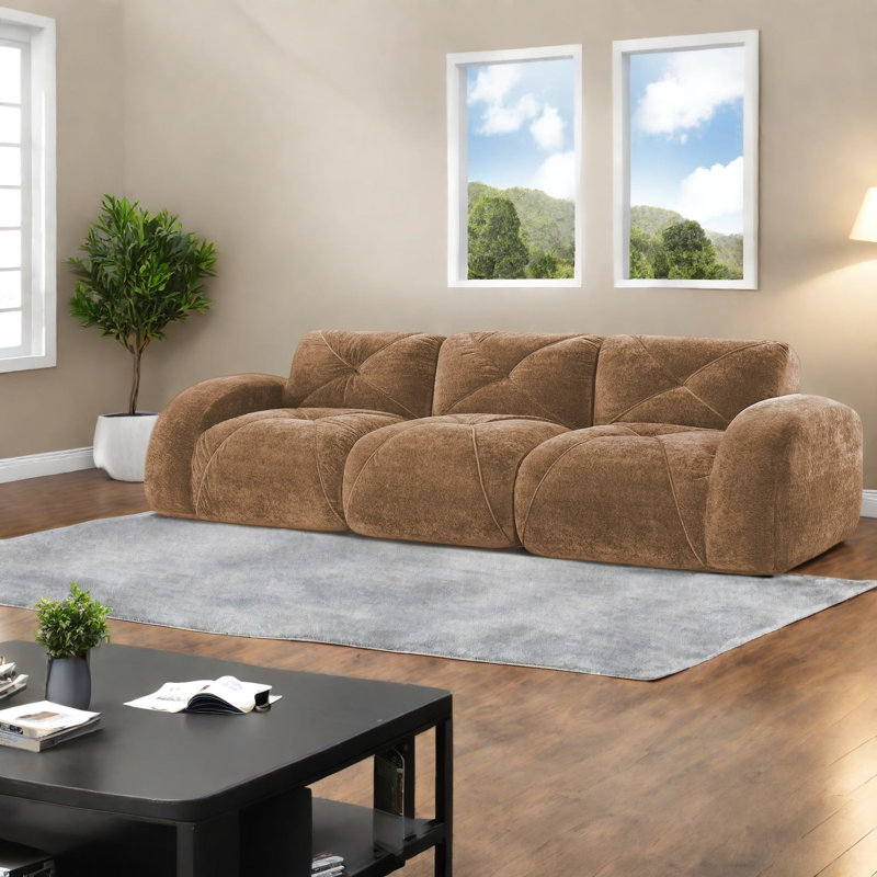 Canapés modulaires de luxe, tissu en velours et conception capitonnée pour la maison