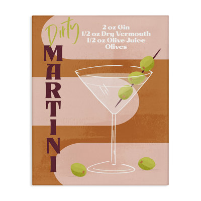  Art mural rétro sur toile, "Dirty Martini Recipe" par Deane Beesley