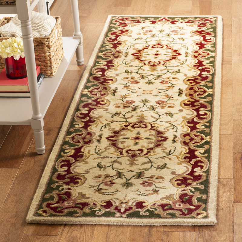 Tapis oriental en laine touffeté à la main Alg, Tapis de couloir 2 pi 3 po x 12 pi
