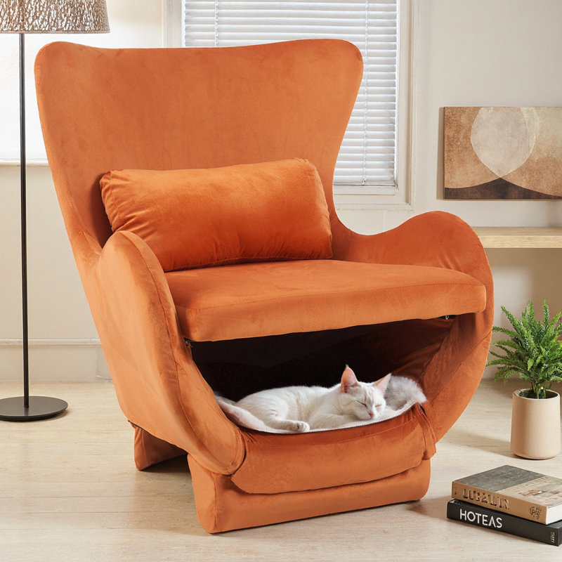 Méridienne Velvet Mid-Century, Orange
