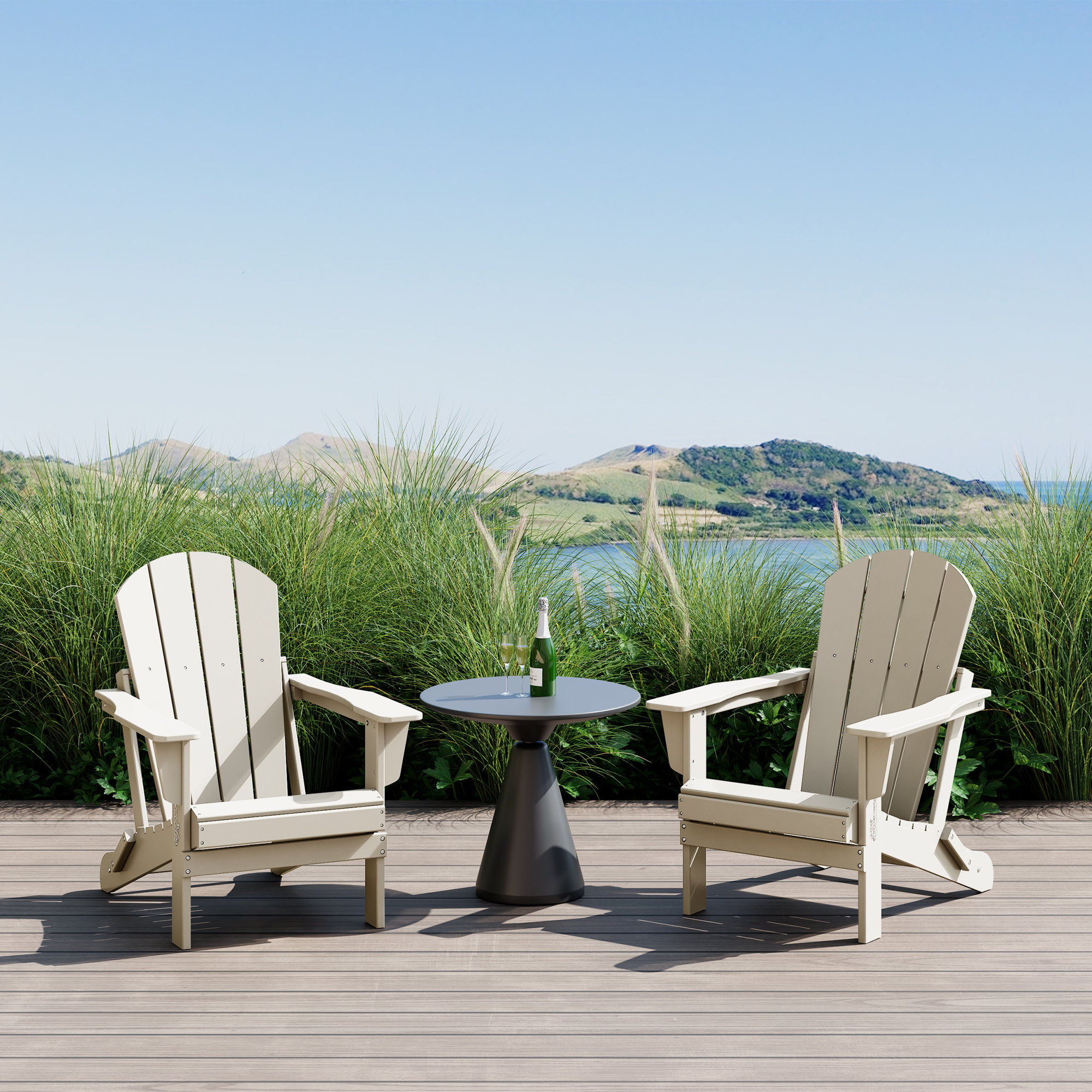 Laguna Foldable Outdoor Adirondack Set, Sand