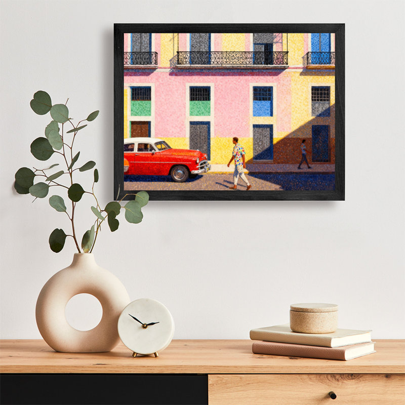 Reproduction d'art encadrée noire vintage, H 37 po x l 25 po