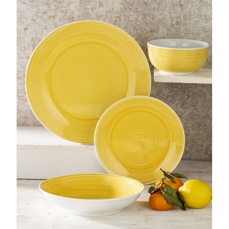 Waterside 16pc Spinwash Dinner Set, Yellow