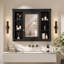 Armoire de rangement murale de salle de bain 35 po x 28 po, armoire à pharmacie, armoire murale moderne avec miroir, armoire à miroir avec 6 tablettes ouvertes (meuble-lavabo non inclus)