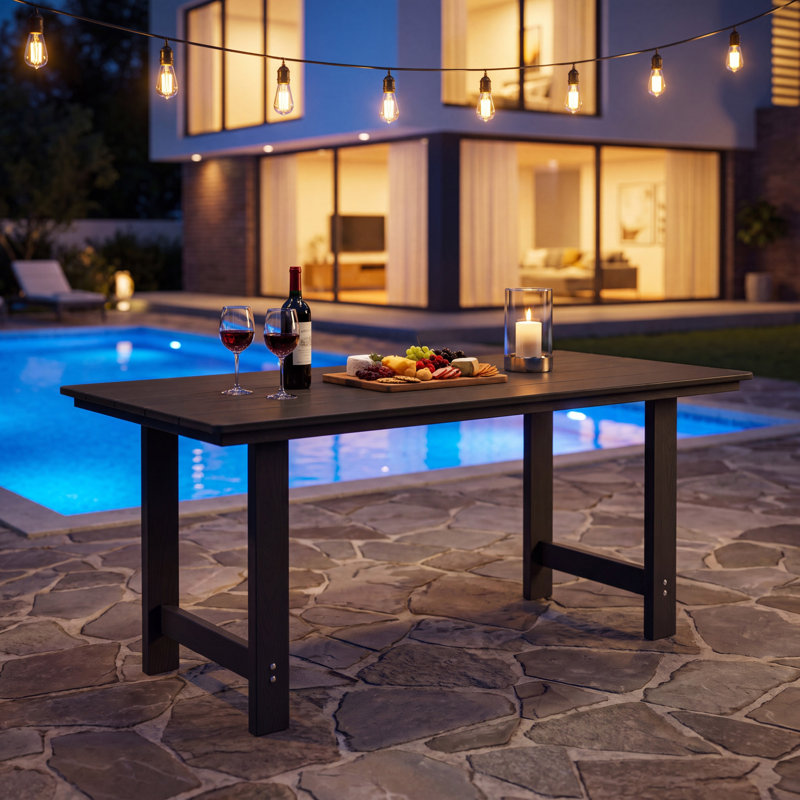 Outdoor Dining Set HDPE Rectangular Patio Table