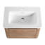Meuble-lavabo 28 po, lavabo en céramique blanche, poignées dissimulées à 45 °, 3 charnières et contreplaqué pour meuble-lavabo avec 1 porte, Scratch & Water--1216609246