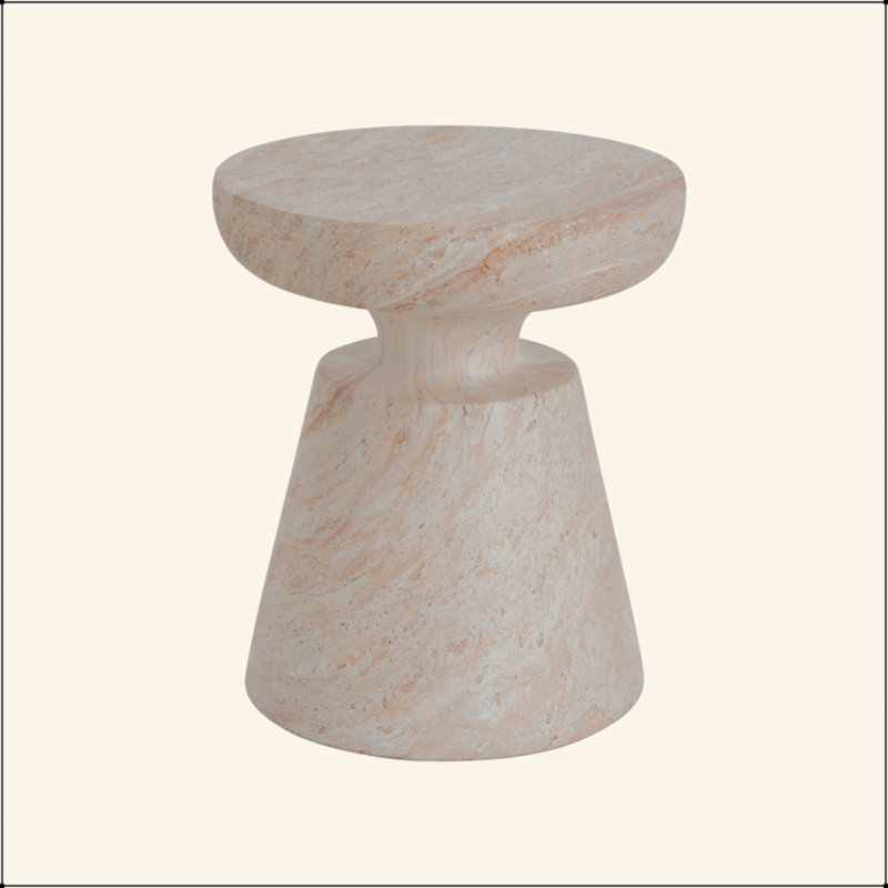 Outdoor/Indoor Lightweight Concrete Side Table, Beige
