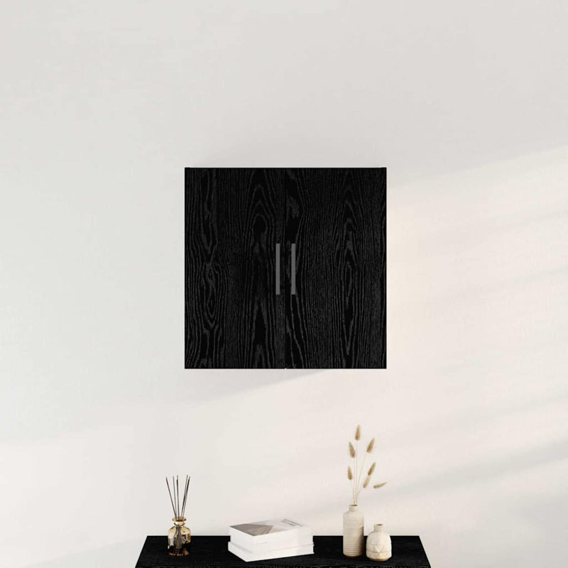 vidaXL Wall Cabinet Wall-mounted Engineered Wood Shelves Bathroom Compact, Black Oak