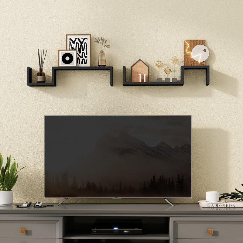 2 Piece Wall Accent Shelf, Black