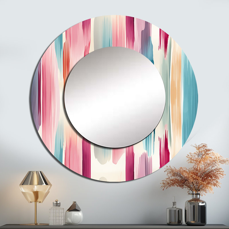 Motif de lignes bleues et roses, Bliss, 36 po x 36 po