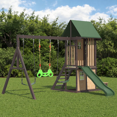 Swing Sets For Backyard, Kids Outdoor Play Equipment, Swing Set With Wave Slide,  Belt Swings, Playground Sets For Backyards