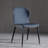 Modern Dining Side Chair, Cipri Leather Upholstery, Carbon Steel Legs, Dark Blue and Gray,