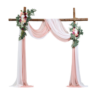Artificial Wedding Arch Flowers Kit (Pack of 4) with 21Ft Wedding Arch Draping Fabric,Arch Flowers for Wedding Ceremony and Reception Backdrop Wedding Decoration (White)