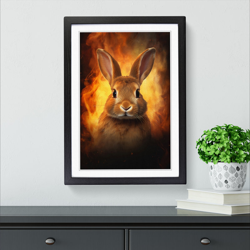 Rabbit Digital - Single Picture Frame Print on Wood, 46cm H x 34cm W x 2cm D, Black 