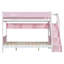 Lit superposé en bois (1 place et 1 place) avec escalier rayé, étagères latérales et barrières de sécurité, rose-387917149-387917151