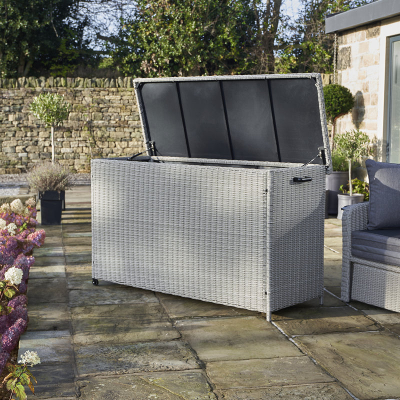 Rattan Storage Box, 96cm H x 172cm W x 67cm D, Stone Grey