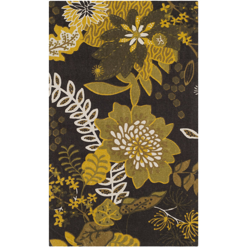 Cedar Brook Hand Loomed Cotton Floral Rug, 7'3" x 9'3"