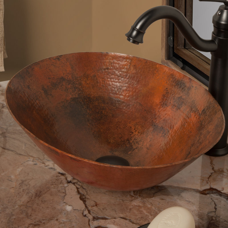 Novatto 14'' Copper Oval Bathroom Sink, Natural