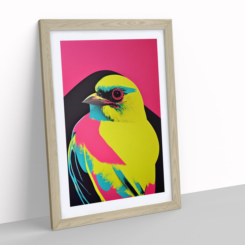 Technicolour Bird No.3 Abstract - Single Picture Frame Print, 46cm H x 34cm W x 2cm D, Oak Framed