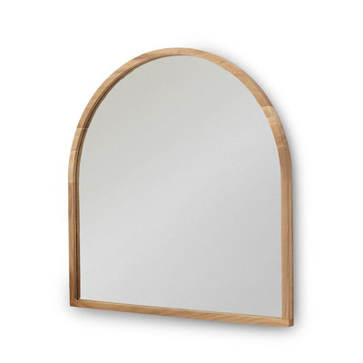 Miroir arqué en bois naturel 28 po x 28 po
