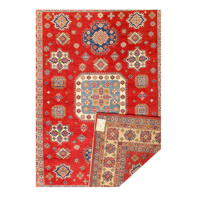 Tapis Kazak finement noué à la main 9 pi x 11 pi 7 po