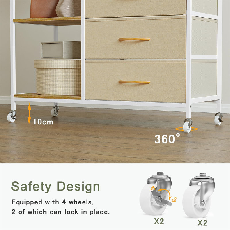 84cm Rolling Clothing Rack, Beige