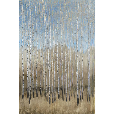 «Dusty Blue Birches I», peinture sur toile