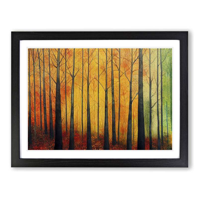 Autumn Forest In Abstract Vol.3 - Single Picture Frame Print, Black, 46cm H x 64cm W
