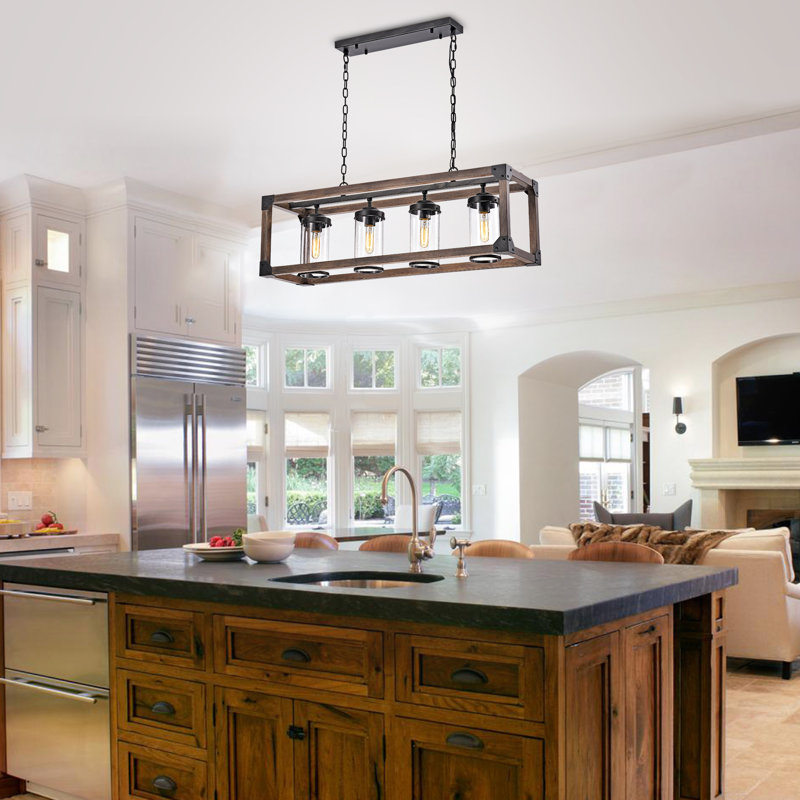 Lustre à 4 lumières avec détails en fer forgé 36,4 po Syesha