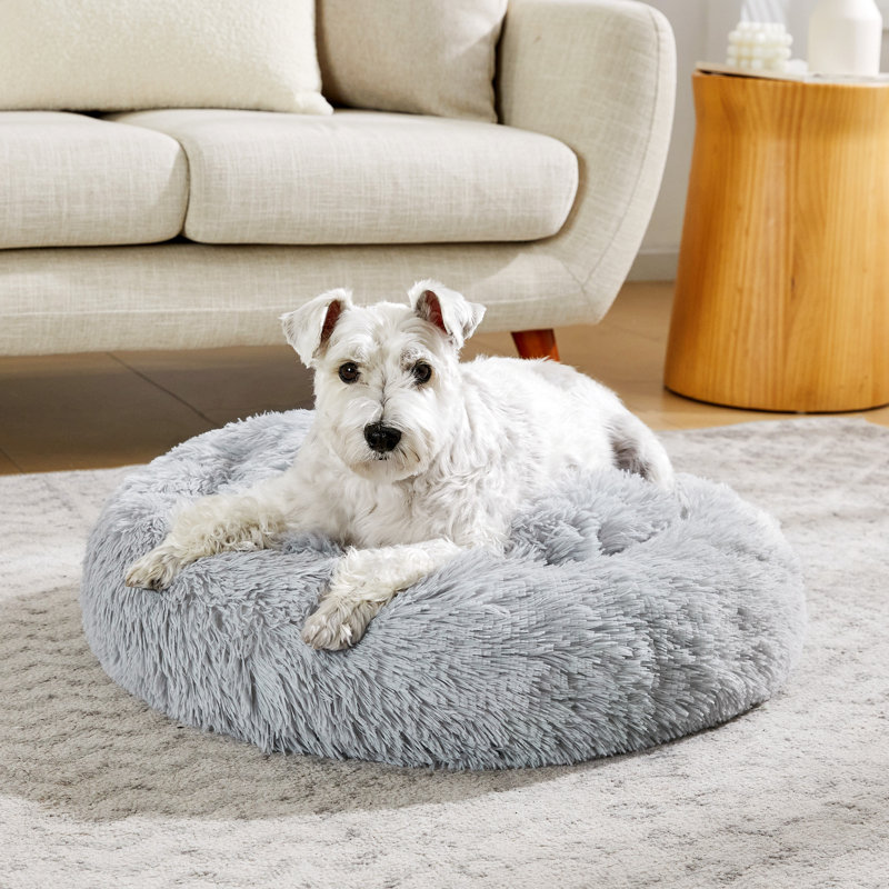 Lit douillet en fausse fourrure, Light Grey, 30" H x 30" W x 8" D