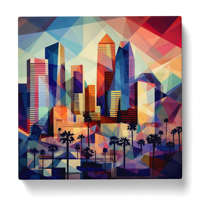 City Of Los Angeles Cubism - No Frame Print, 50cm H x 50cm W x 3cm D
