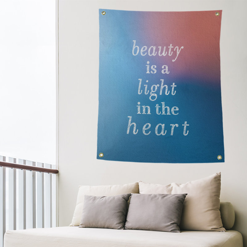 Tapisserie en polyester en citation de beauté, H 59 pi x l 50 po, Bleu / Rose