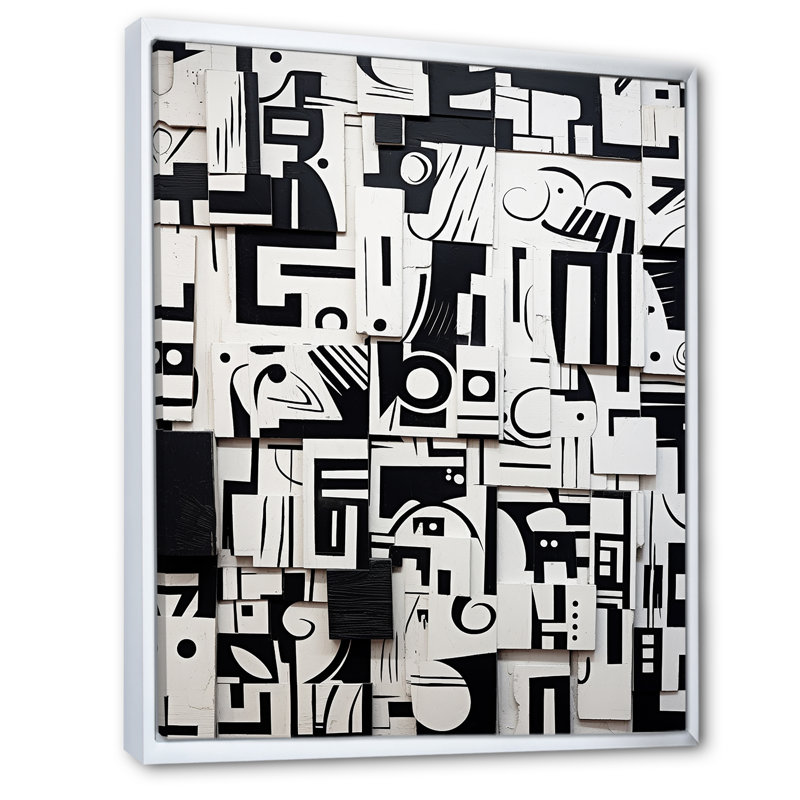 "Urban Vision" abstrait noir et blanc I - impression sur toile géométrique moderne, H 44 po x l 34 po x P 1,5 po