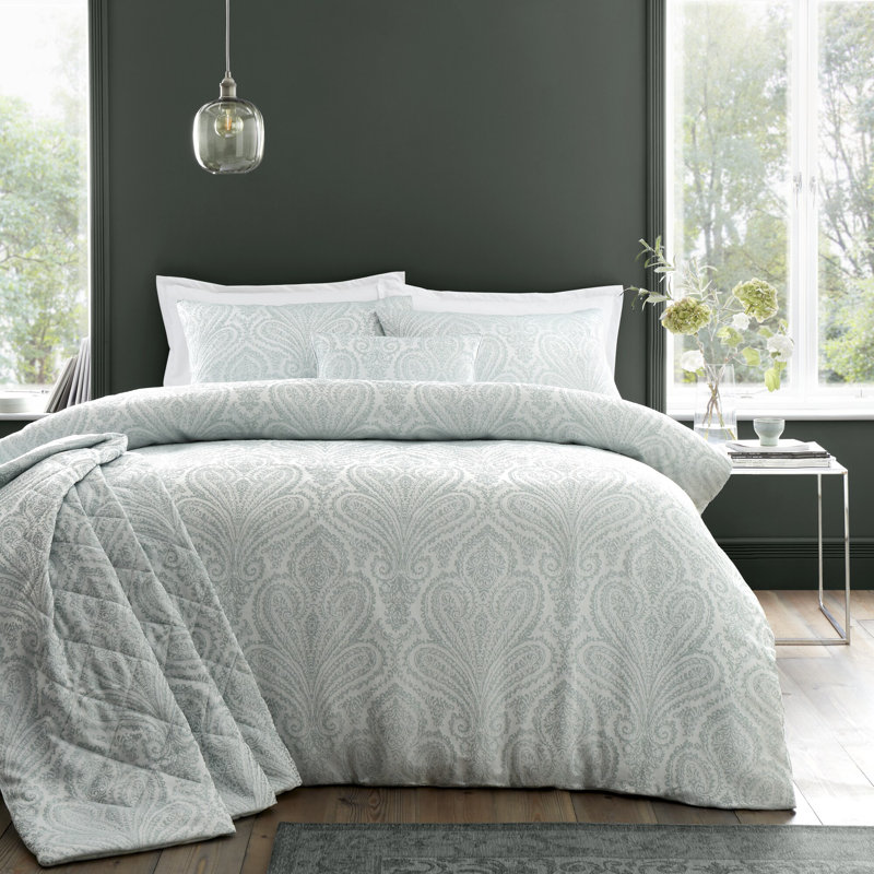 MONTPELLIER Cotton Blend Paisley Duvet Cover Set with Pillowcases Included, Single Duvet Cover + 1 Standard Pillowcase, Green