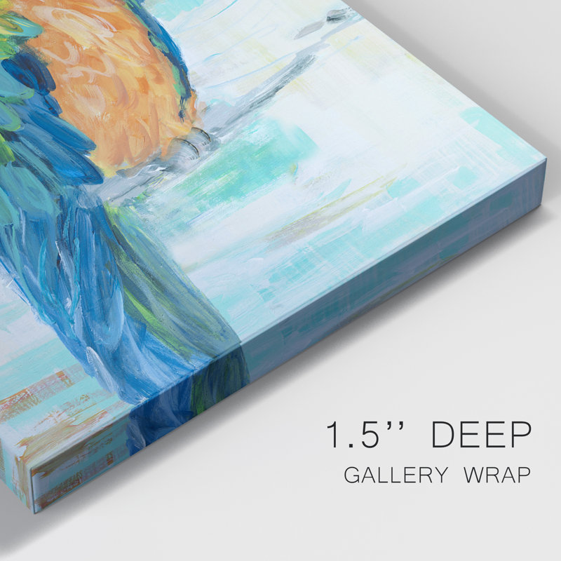 Island Parrot II - peinture sur toile tendue, H 36 po x l 24 po x P 1 po