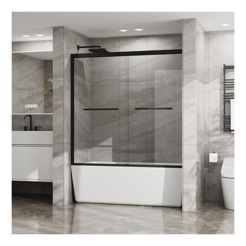 Porte de douche à porte coulissante double l 58 po x H 60 po Gooduy