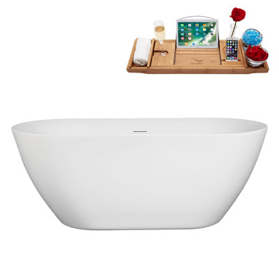 Baignoire et plateau autoportant 59 "avec drain interne 59" Streamline