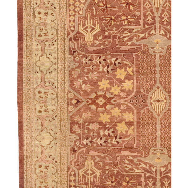Wool Oriental Area Rug in Rose/Ivory, Rectangle 8' x 10'