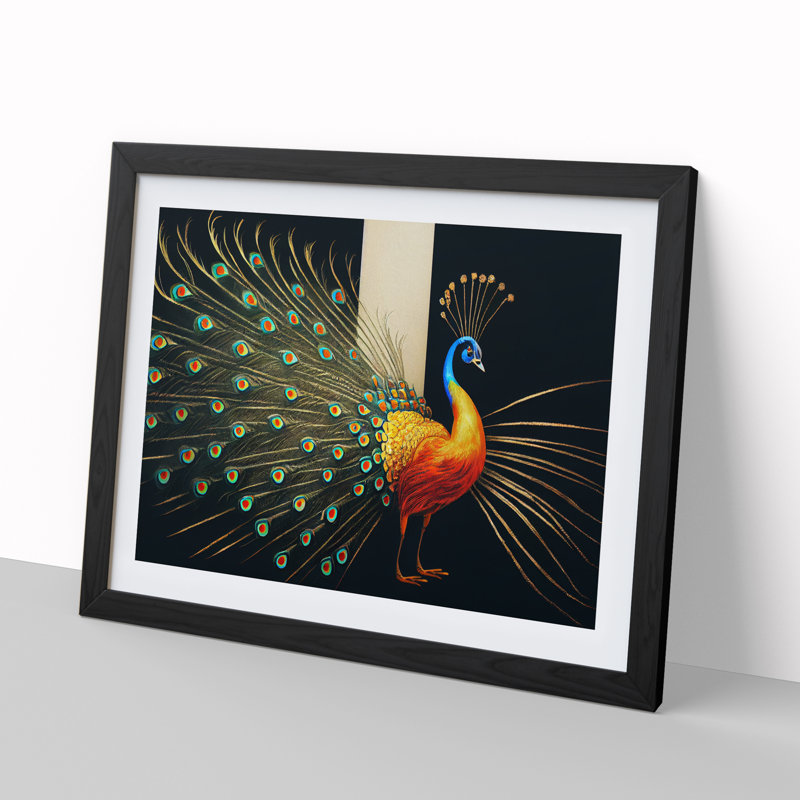 Cosmopolitan Peacock - Framed Print, Black, 25cm H x 34cm W x 2cm D