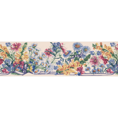 Bordure de papier peint floral et botanique L 15 pi x l 7 po Bever Flowers Country