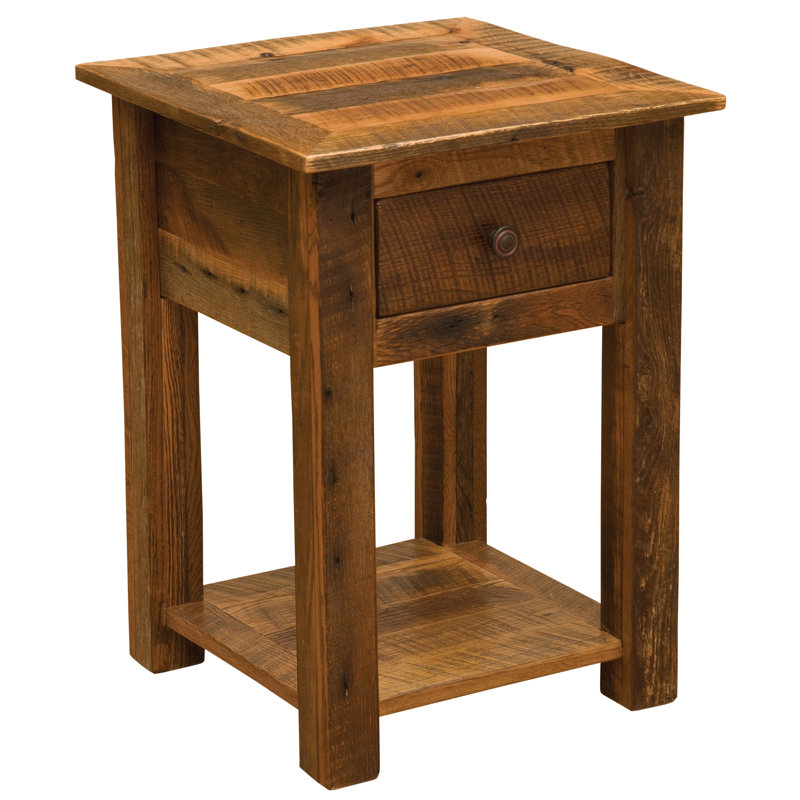 Solid Wood End Table with Storage